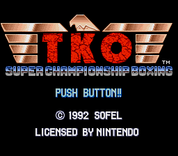 TKO Super Championship Boxing (USA) - Title Screen