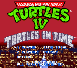 Teenage Mutant Ninja Turtles IV - Turtles in Time (USA) - Title Screen