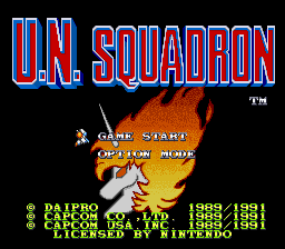 U.N. Squadron (USA) - Title Screen