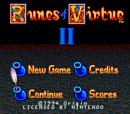 Ultima - Runes of Virtue II (USA) - Title Screen