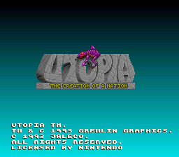 Utopia - The Creation of a Nation (USA) - Title Screen